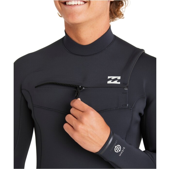 2024 Billabong Mens Absolute Natural 4/3mm Chest Zip Wetsuit ABYW100258 - Black